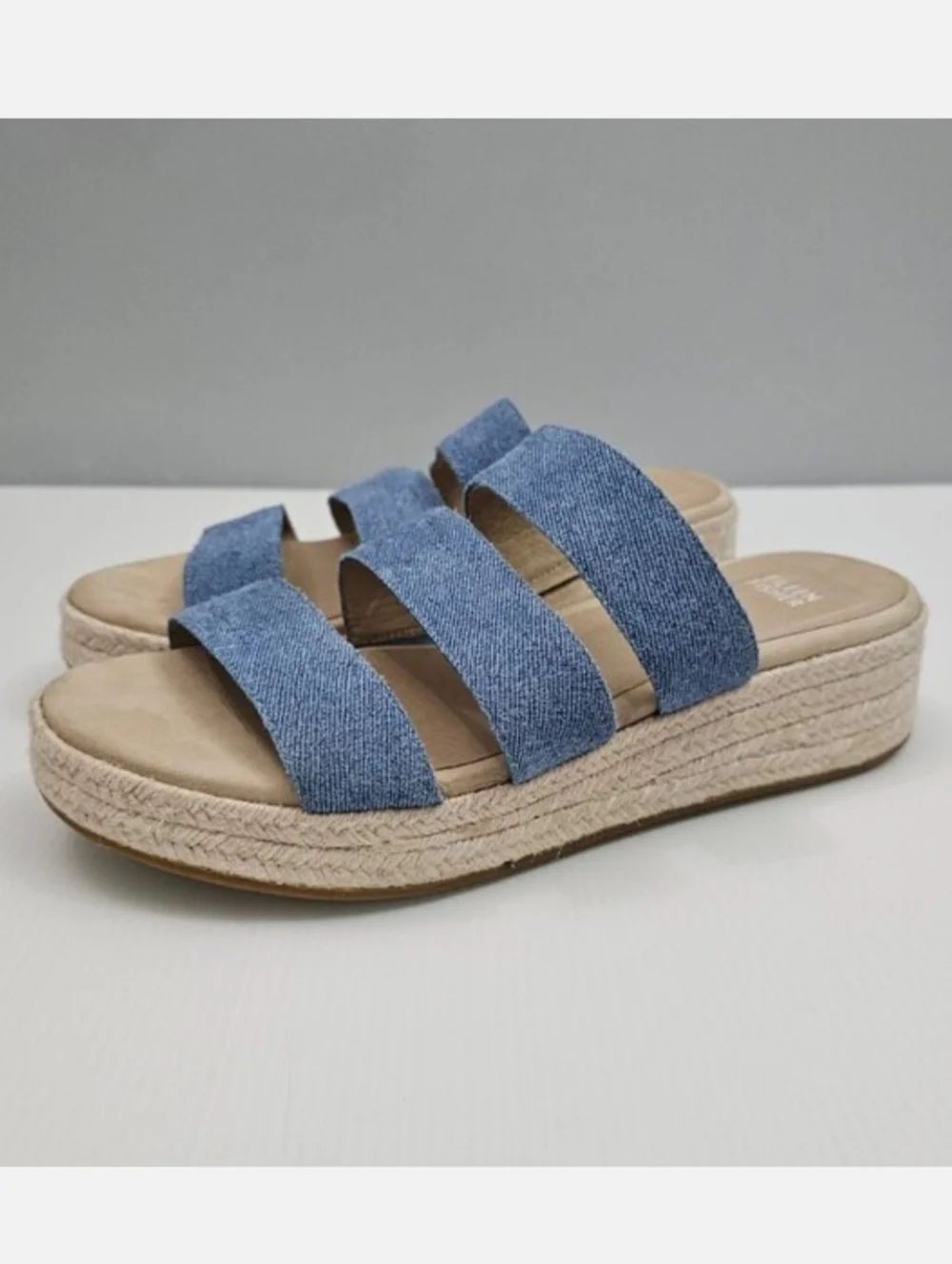 Eileen Fisher Mayla Espadrille Sandal Womens 10 Denim Jute Platform Slide